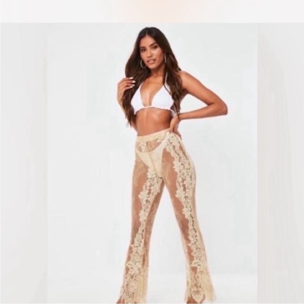 PrettyLittleThing Cream Lace Trousers